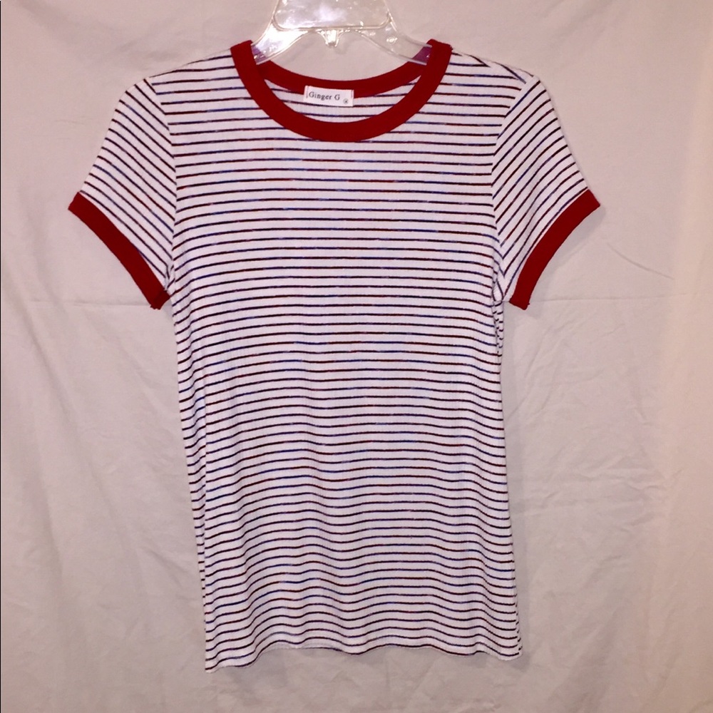 Red, Blue, and White Sweater Shirt.